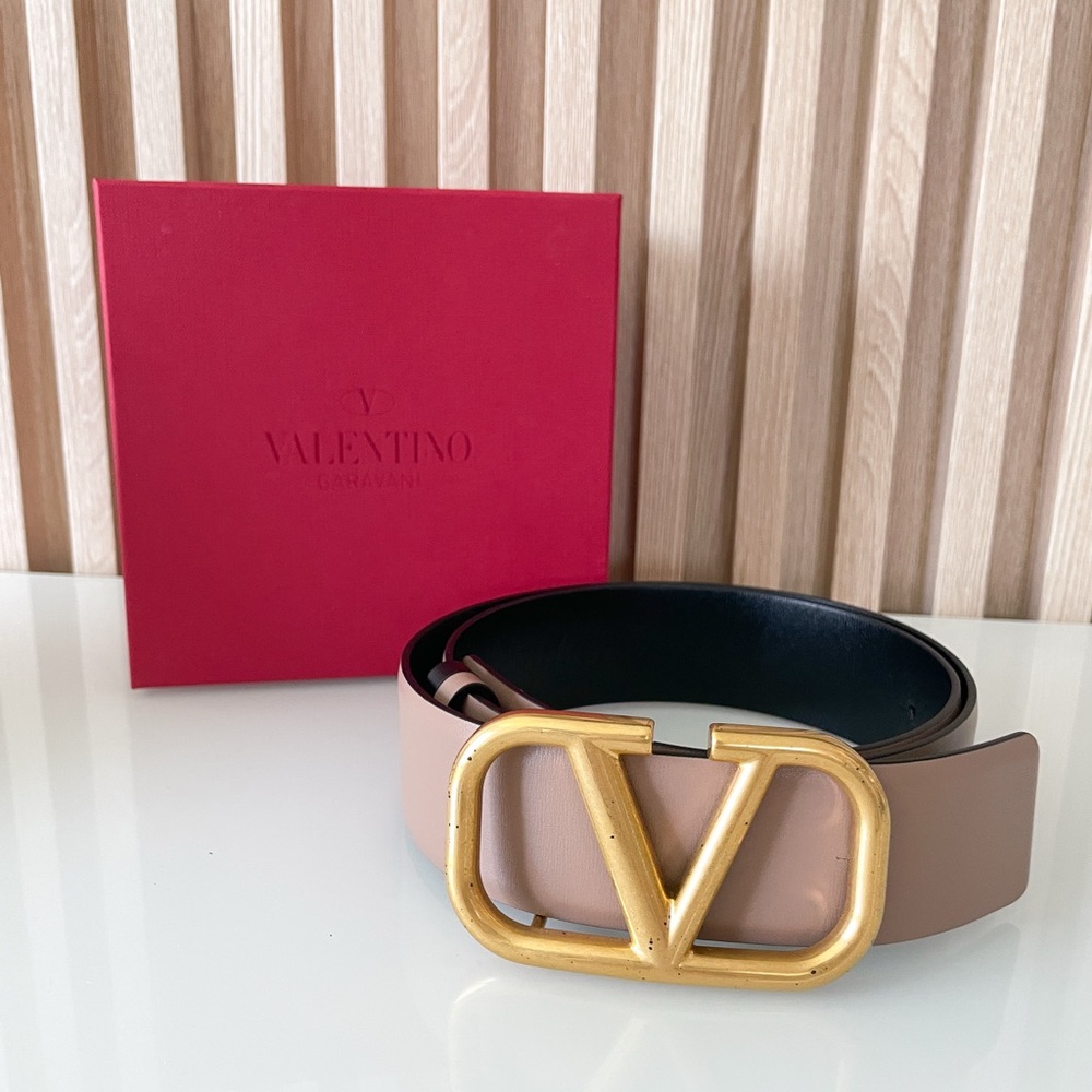 Valentino Garavani Reversible Belt with Gold Hardware